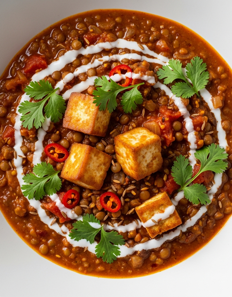 Spicy Tofu and Lentil Curry