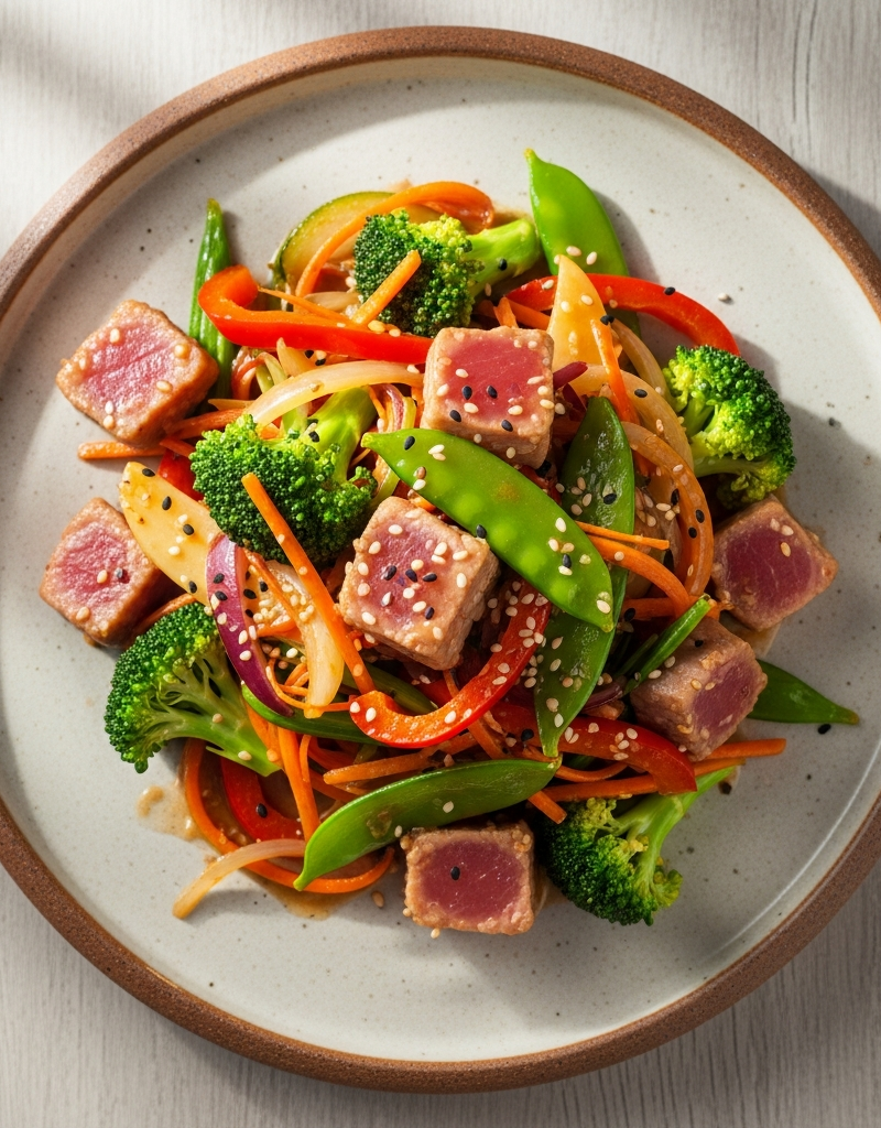 Spicy Tuna and Vegetable Stir-Fry