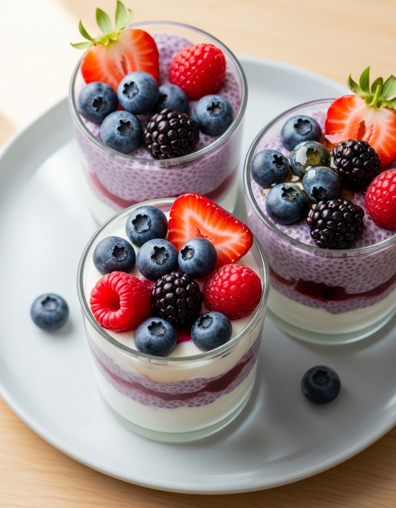 Layered Yogurt and Berry Chia Snack Cups