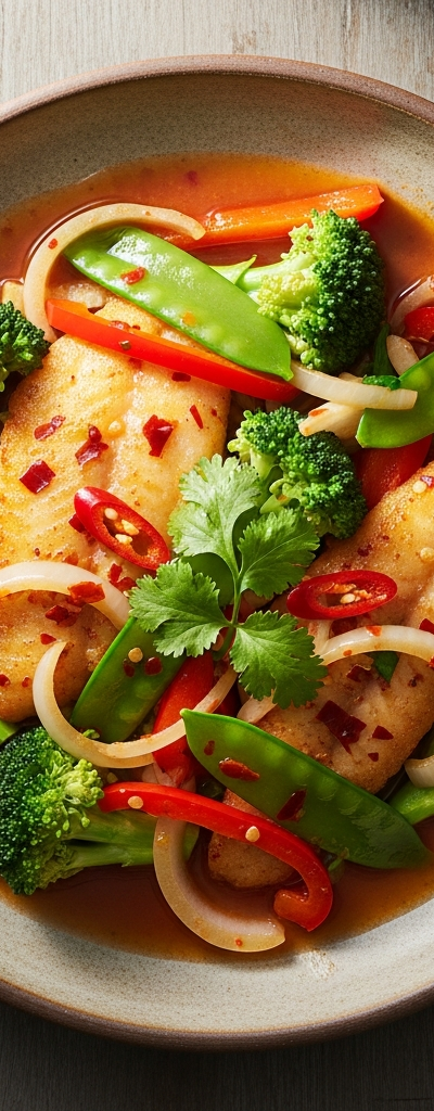 Spicy Tilapia Stir-Fry with Vegetables