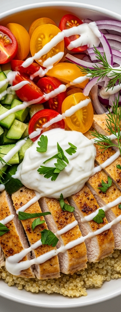 Greek Yogurt Chicken and Quinoa Bowl