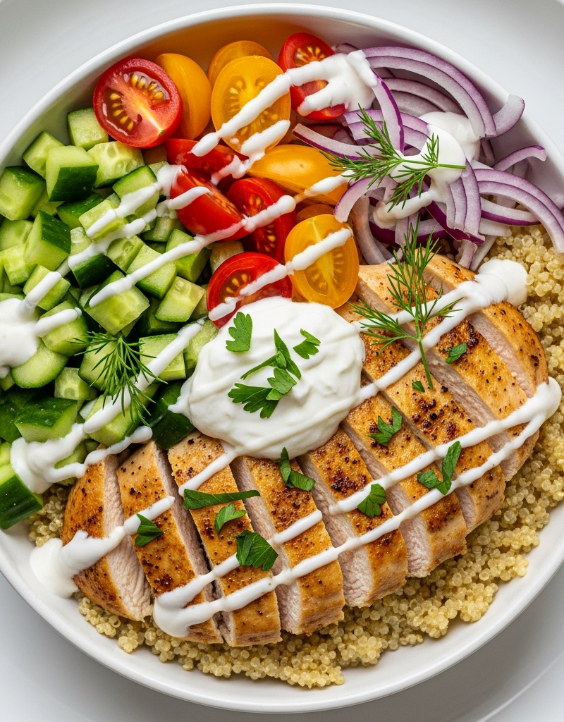 Greek Yogurt Chicken and Quinoa Bowl