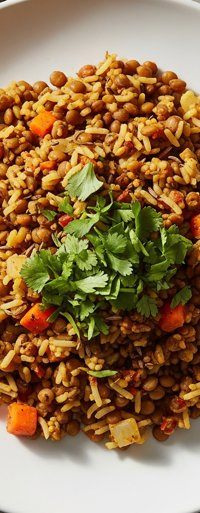 Spiced Lentil Rice Skillet