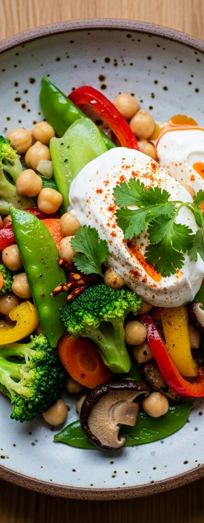 Gut-Friendly Chickpea and Vegetable Stir-Fry with Yogurt