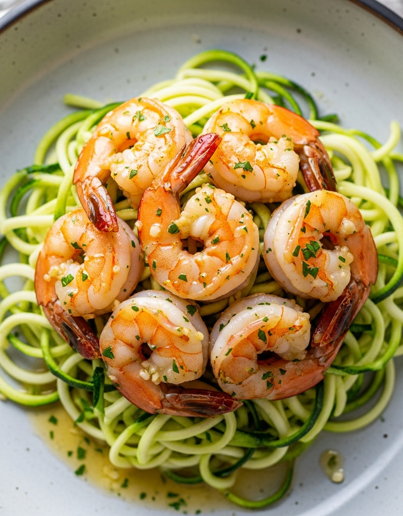 Keto Garlic Butter Shrimp with Zucchini Noodles