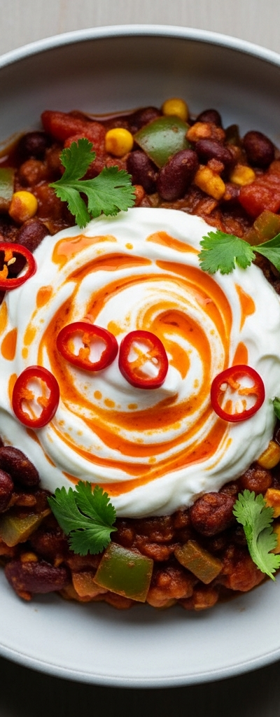 Spicy Greek Yogurt and Bean Chili
