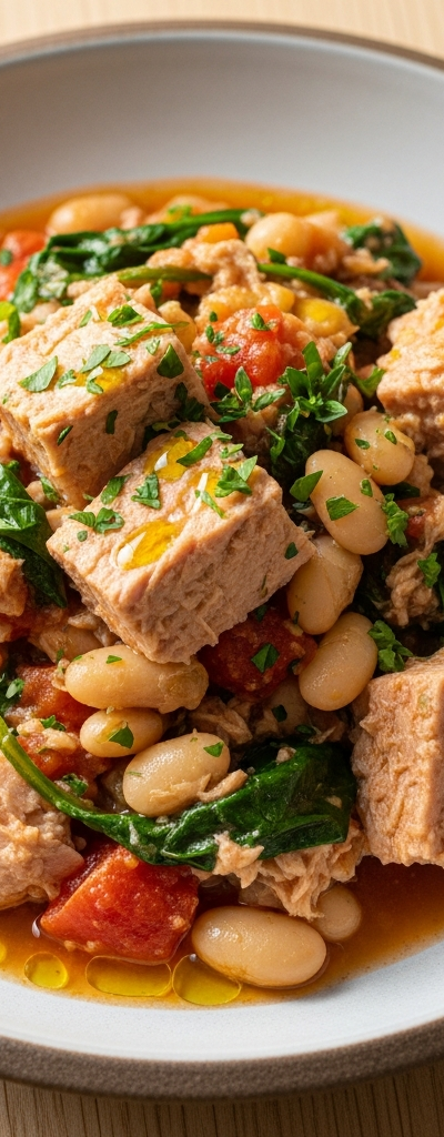 High Protein Tuna and White Bean Stew