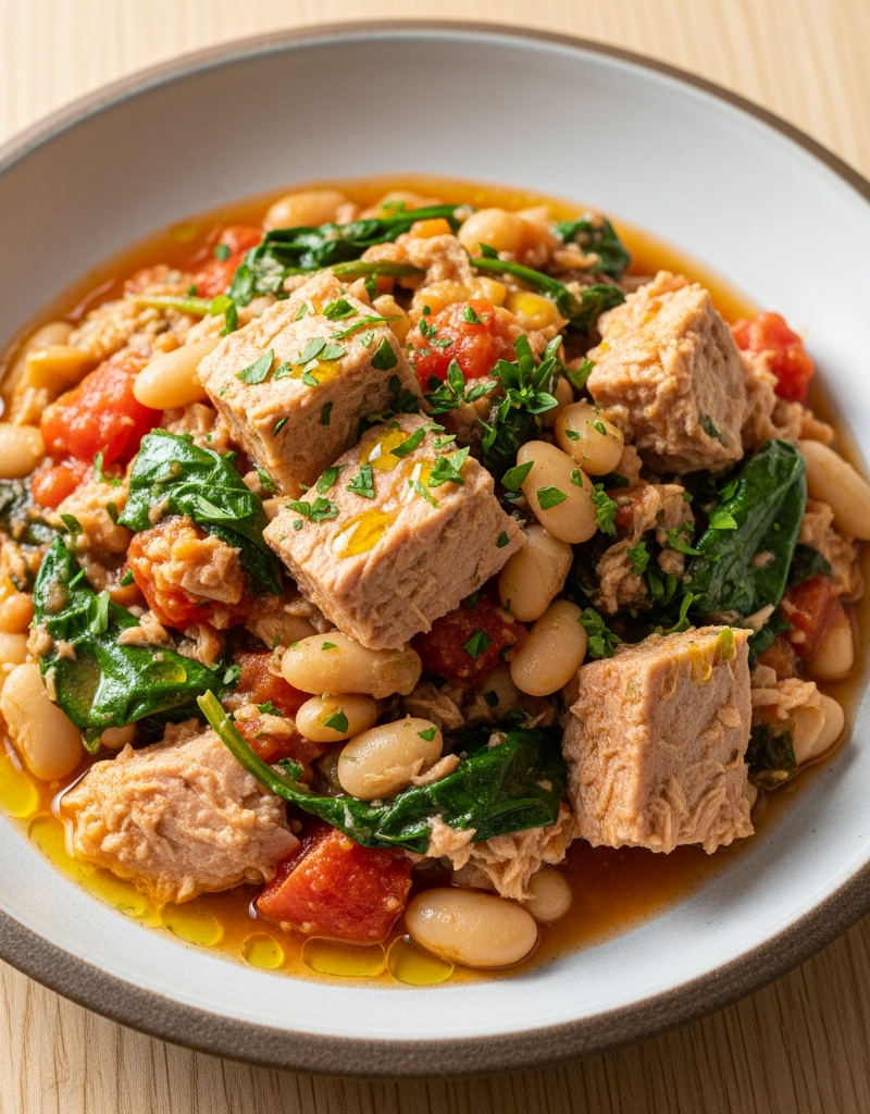 High Protein Tuna and White Bean Stew