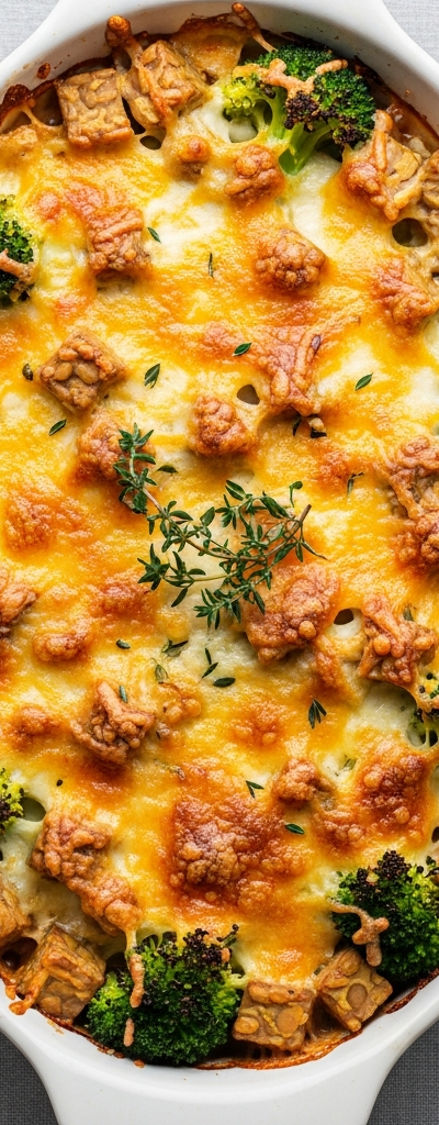 Cheesy Tempeh and Broccoli Gratin