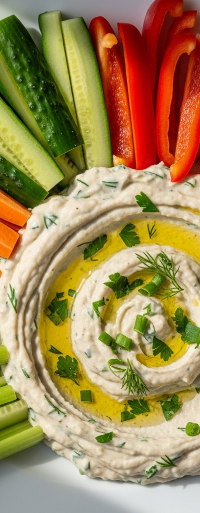 Creamy White Bean and Herb Dip with Veggie Sticks