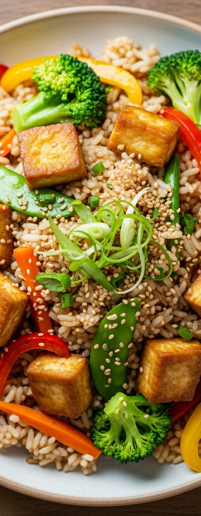Vegetarian Stir-Fried Rice with Tofu
