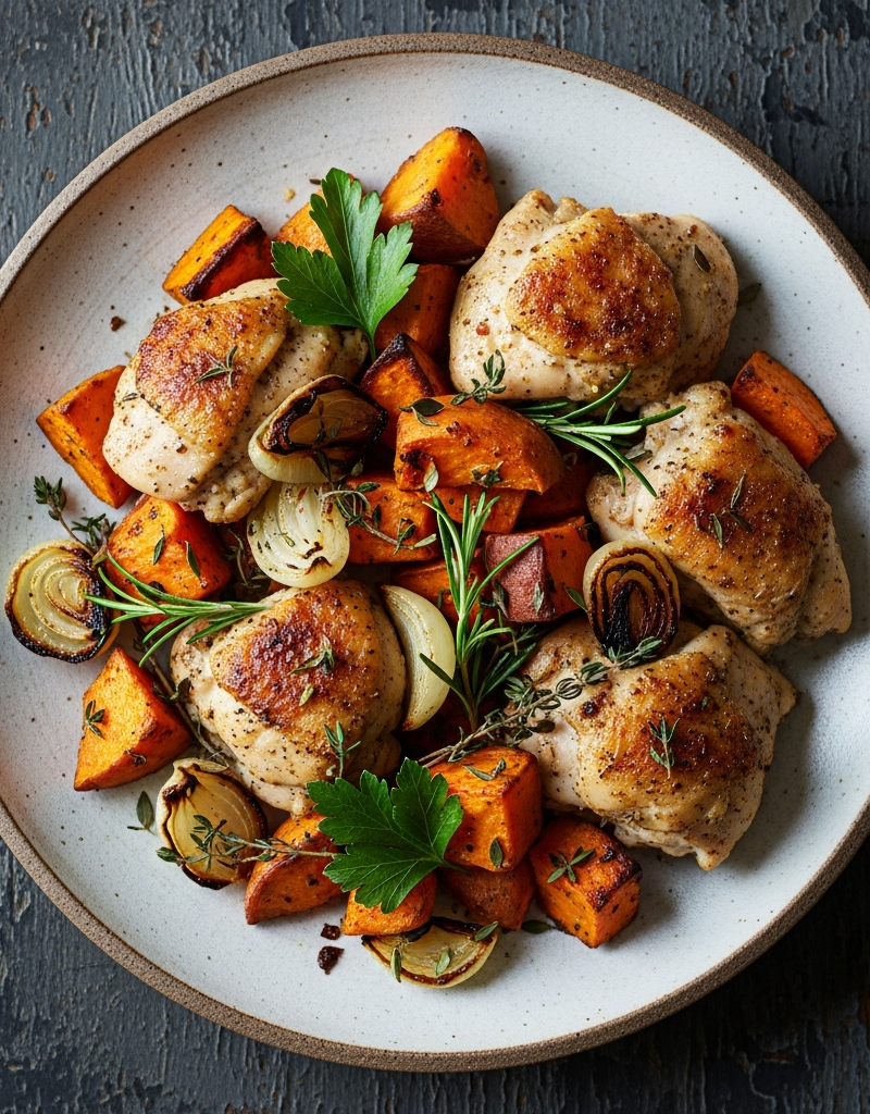 Roasted Sweet Potato and Chicken Bake