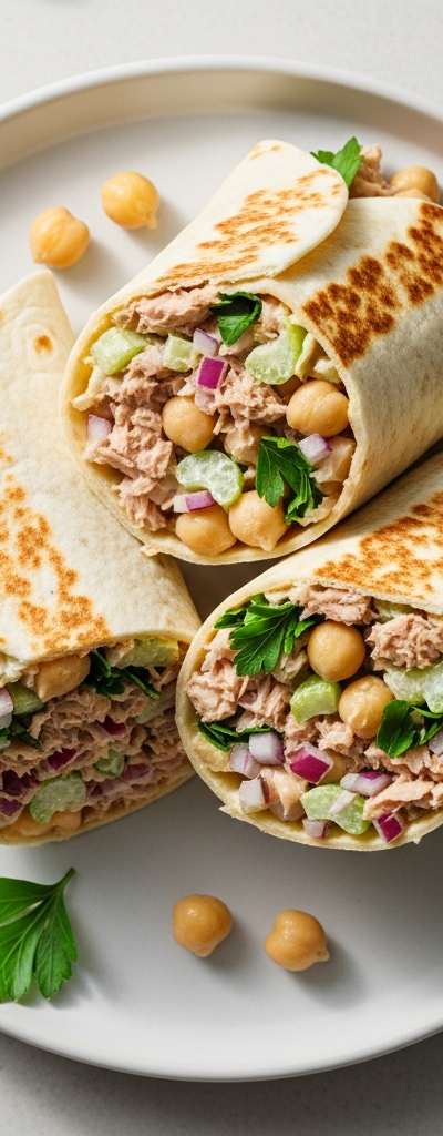 Tuna and Chickpea Salad Wraps