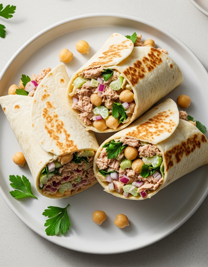 Tuna and Chickpea Salad Wraps