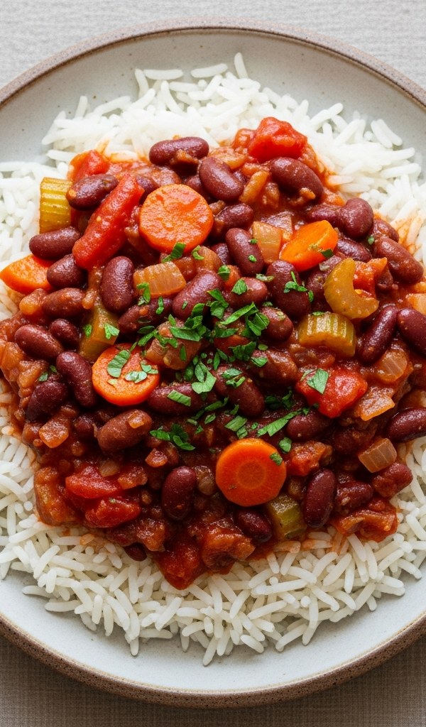 Hearty Kidney Bean Stew with Rice