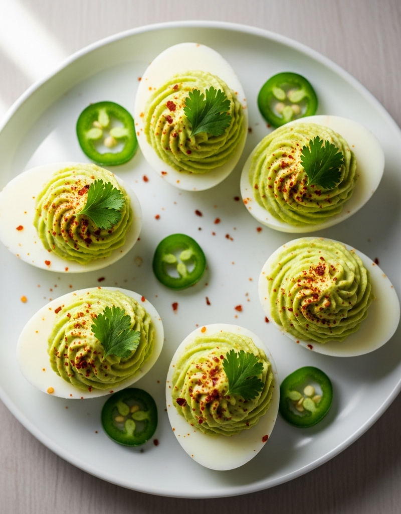 Spicy Avocado Deviled Eggs