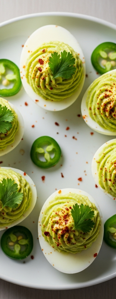Spicy Avocado Deviled Eggs