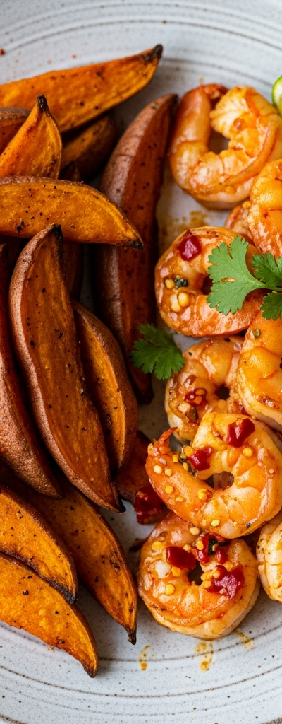 Spicy Shrimp and Sweet Potato Wedges