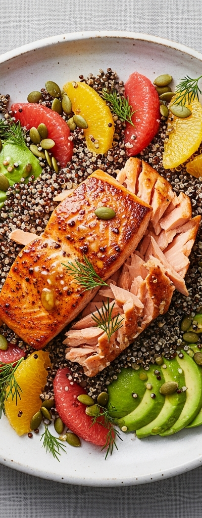 Citrus Salmon Salad with Quinoa and Avocado