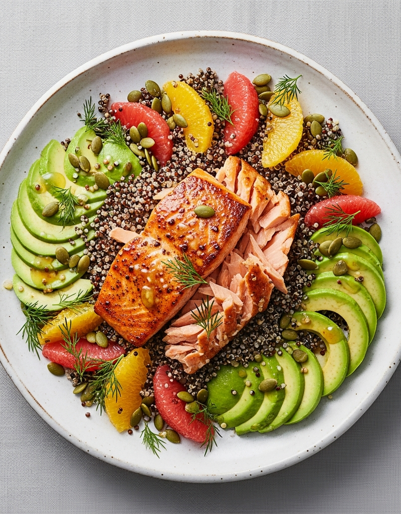 Citrus Salmon Salad with Quinoa and Avocado