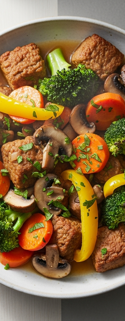 Vegan Seitan and Vegetable Casserole