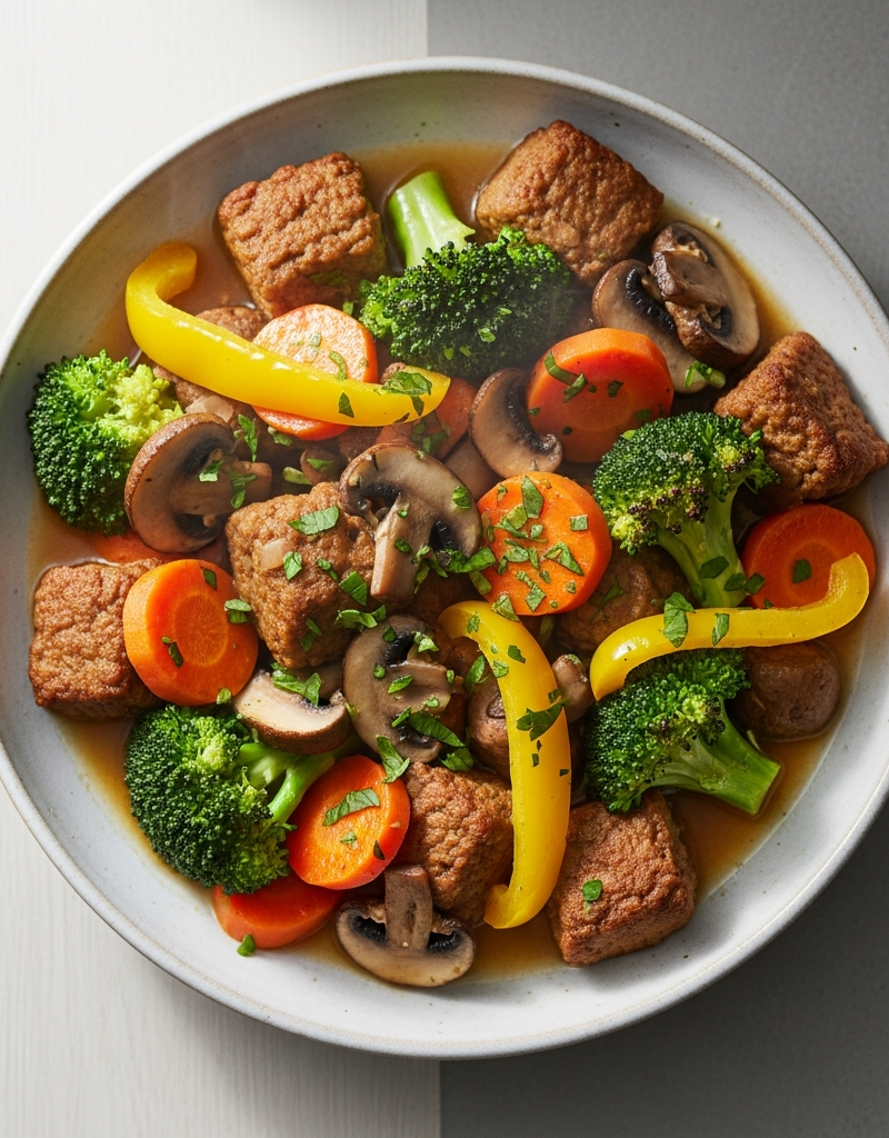 Vegan Seitan and Vegetable Casserole