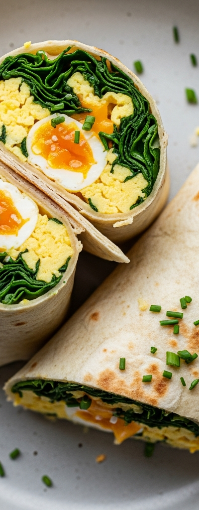 Cheesy Spinach and Egg Breakfast Wraps