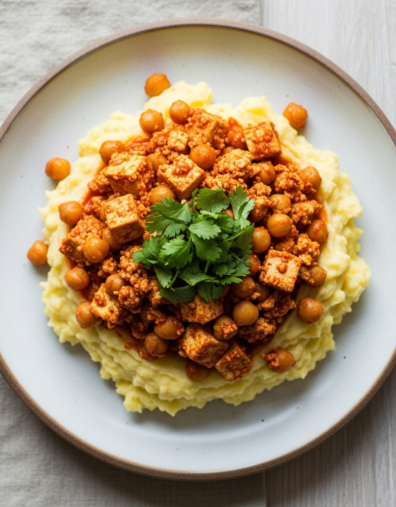 Spicy Tofu and Chickpea Mash