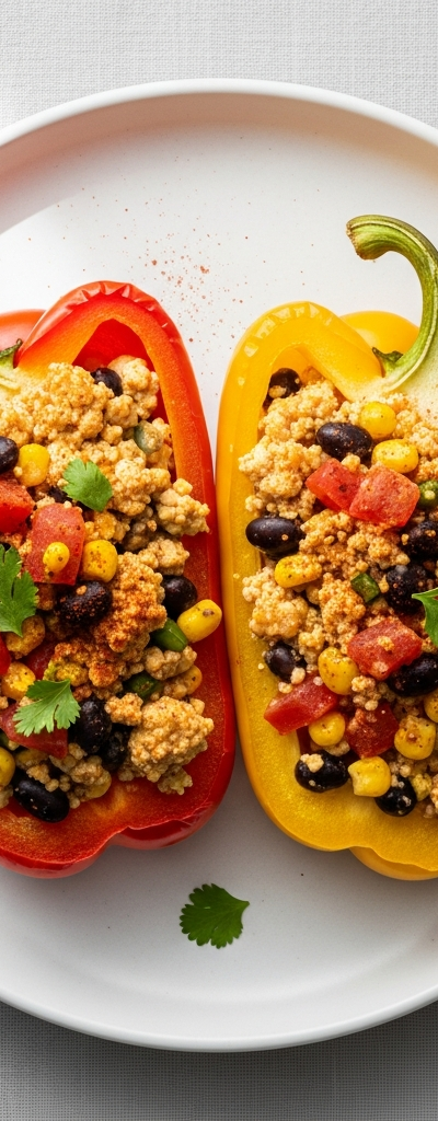 Tofu and Black Bean Stuffed Bell Peppers