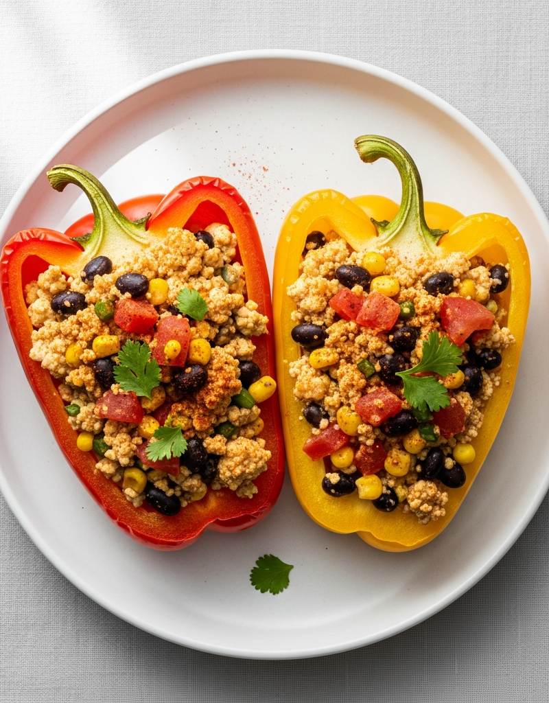 Tofu and Black Bean Stuffed Bell Peppers