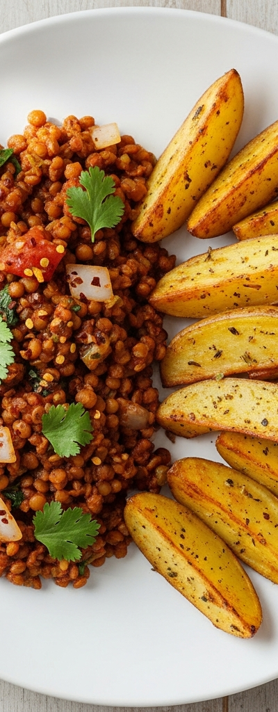 Spicy Lentil and Potato Oven Wedges
