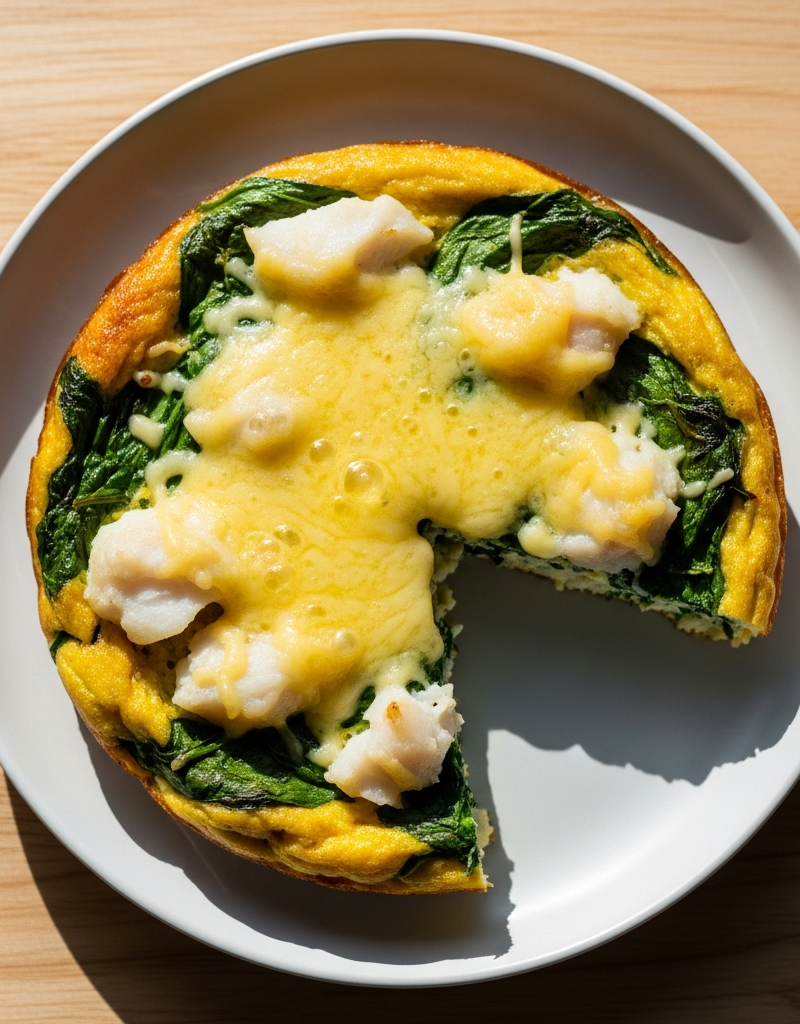 Cheesy Cod and Spinach Frittata