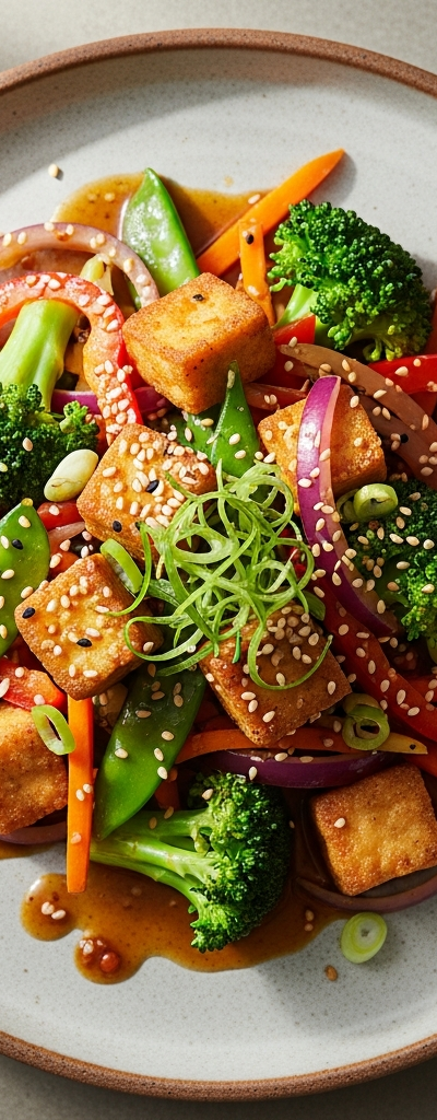 Tofu Veggie Stir-Fry with Soy-Ginger Sauce