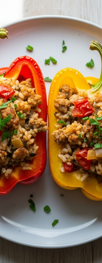 Ground Turkey Stuffed Bell Peppers