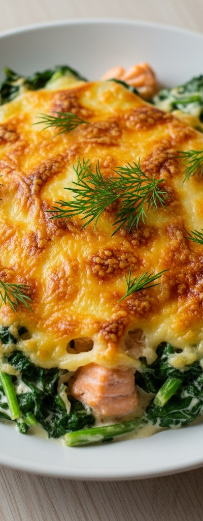 Salmon and Spinach Gratin