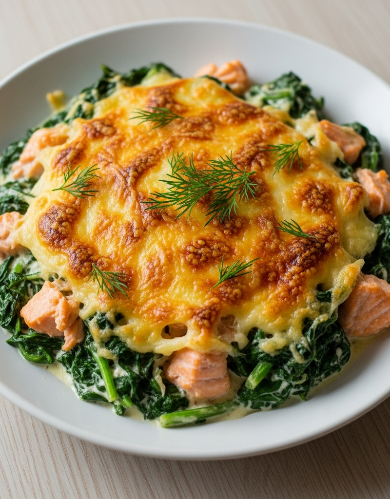 Salmon and Spinach Gratin