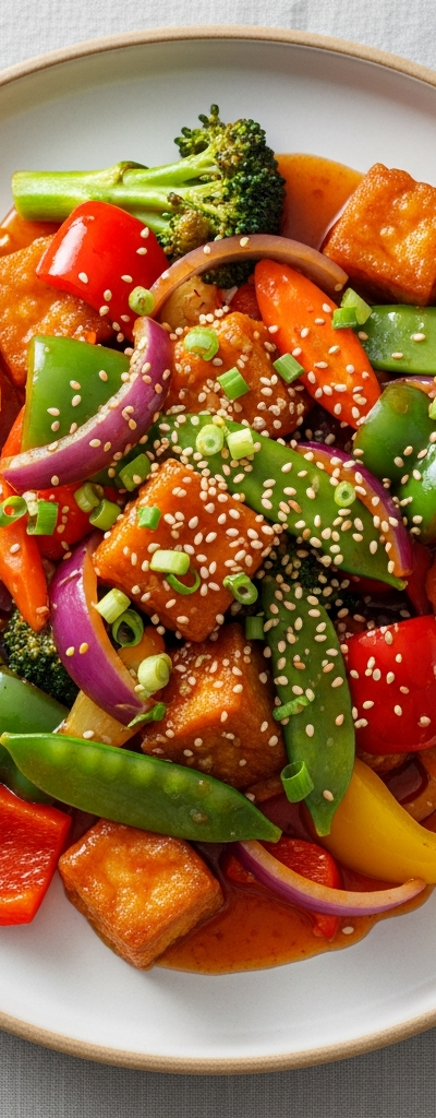 Vegetarian Sweet and Sour Tofu Stir-Fry