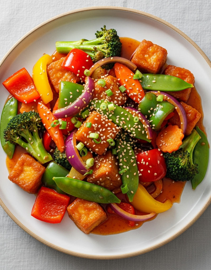 Vegetarian Sweet and Sour Tofu Stir-Fry