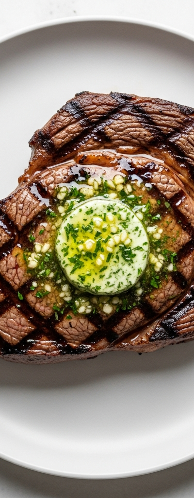 Grilled Ribeye Steak with Garlic Herb Butter