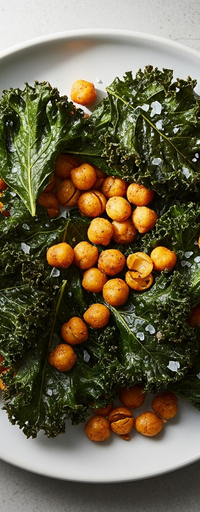 Crispy Baked Chickpea and Kale Chips
