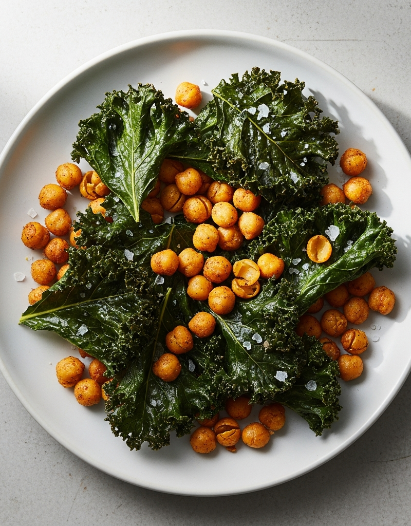 Crispy Baked Chickpea and Kale Chips