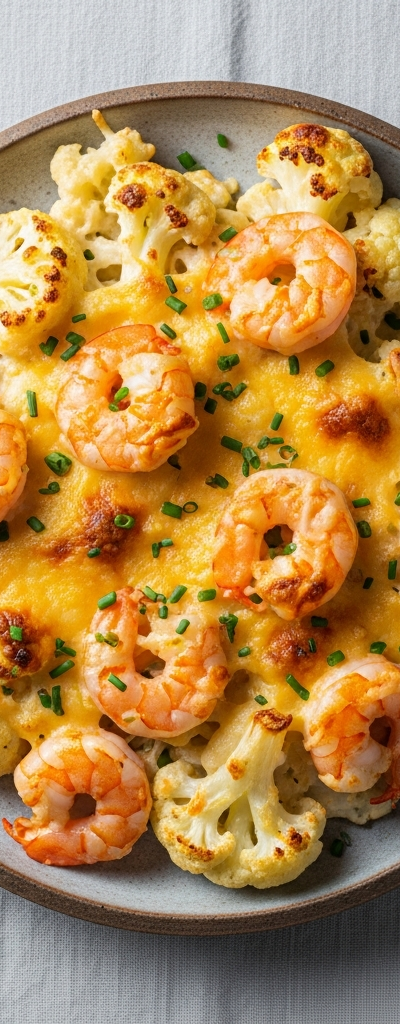 Keto Shrimp and Cauliflower Gratin