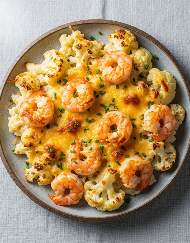 Keto Shrimp and Cauliflower Gratin