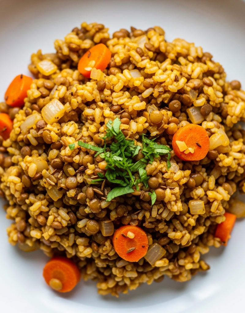 Hearty Lentil and Brown Rice Skillet