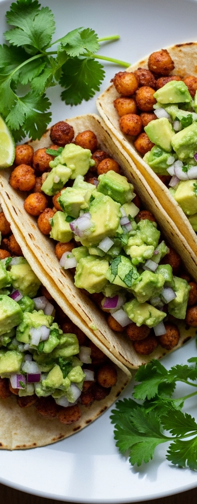 Chickpea Tacos with Avocado Salsa