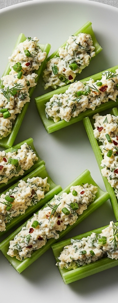 Stuffed Celery Boats with Cream Cheese and Herbs