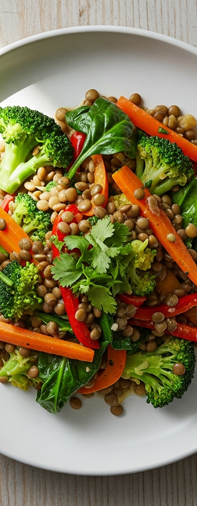 Green Lentil and Vegetable Stir-Fry