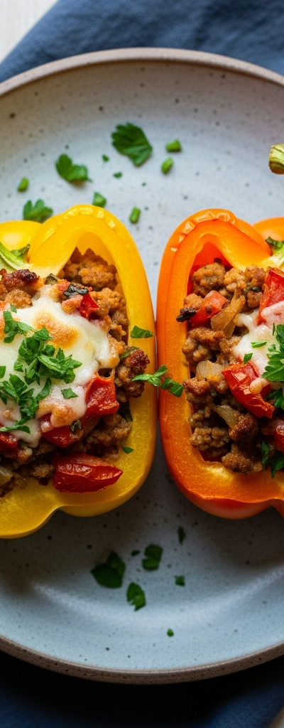 Turkey Stuffed Bell Pepper Halves