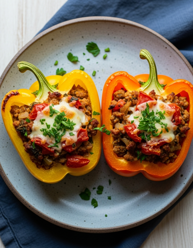 Turkey Stuffed Bell Pepper Halves