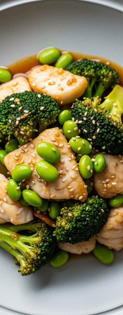 Asian-Inspired Fish Stir-Fry with Broccoli and Edamame